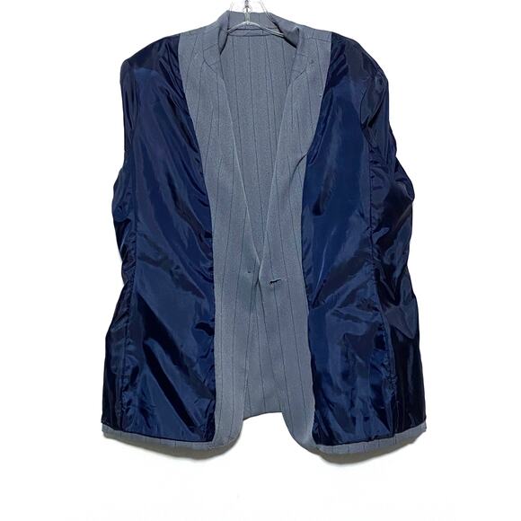 Stanley Blacker Blazer One Button Jacket Blue Herringbone Stripe Lined Womens 18 - Picture 4 of 7
